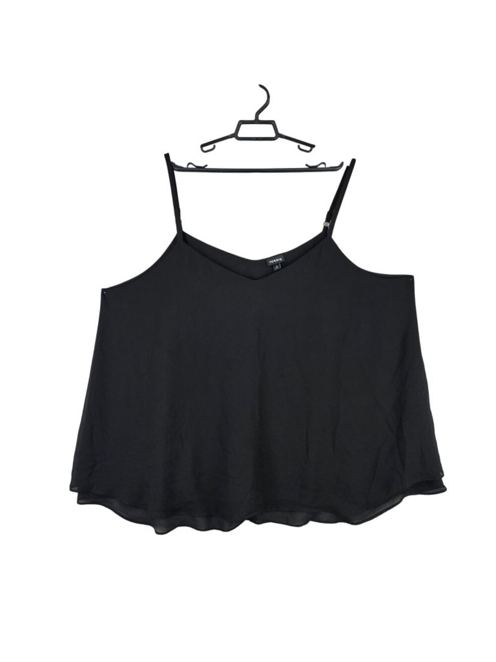 Womens Torrid Black Double-Layer Chiffon Cami Tank Top Adjustable Straps Size 4